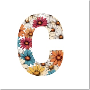 Letter C with a flower pattern Posters and Art